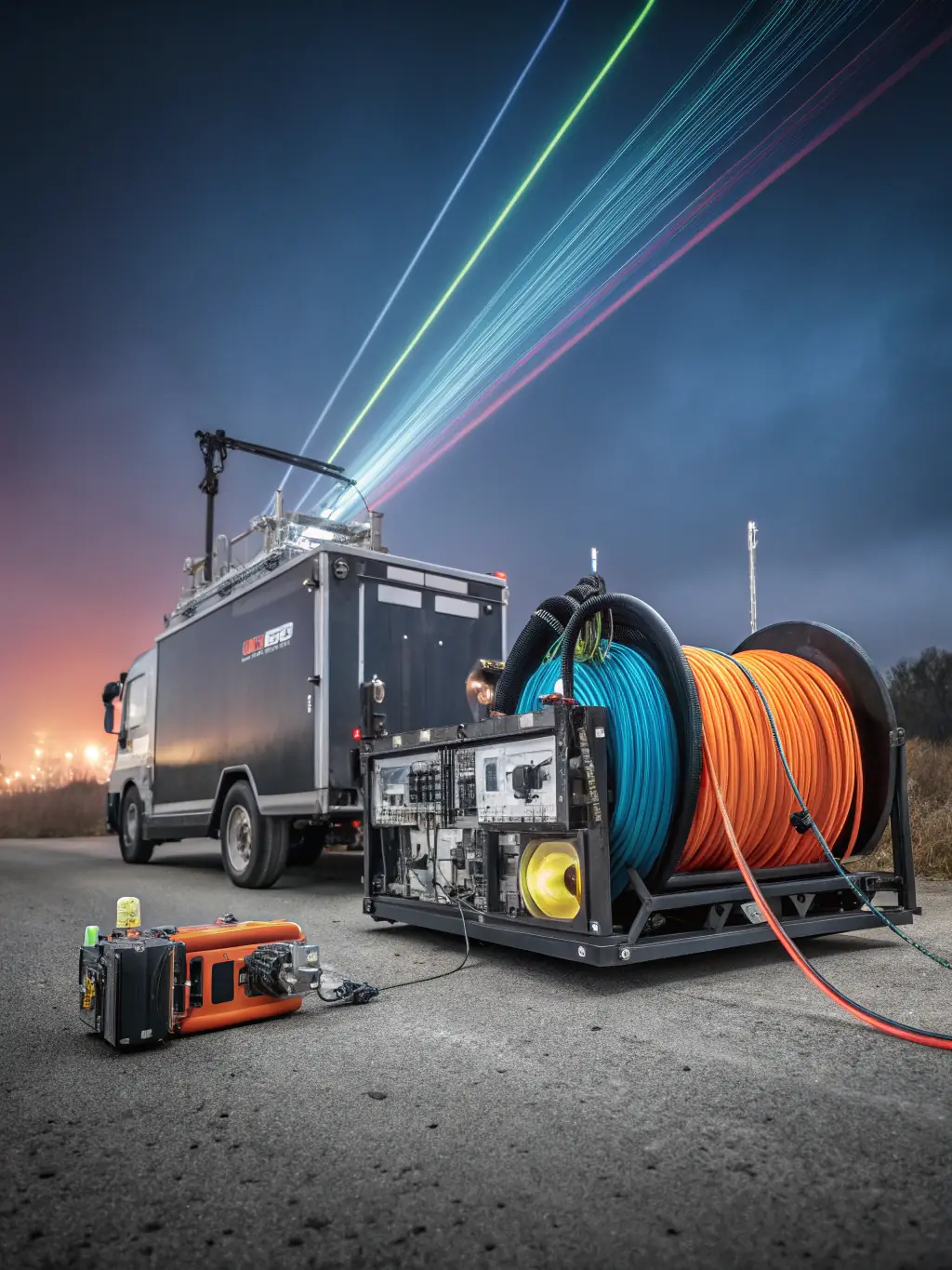 A wide array of telecommunications equipment and tools, symbolizing the comprehensive service offerings of the company.